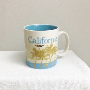 Starbucks Coffee Mug CALIFORNIA Ivory Blue Surfer Beach Redwood Tree 16 oz 2012